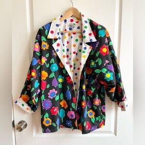 Vintage Linda Bach For Richard James Jacket 80s 90s Polka Dot Floral Boxy Clown